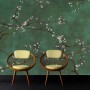 Art for the Home Fototapete Joy grün mit Kirschblüten und Vögeln, 280x300 cm.