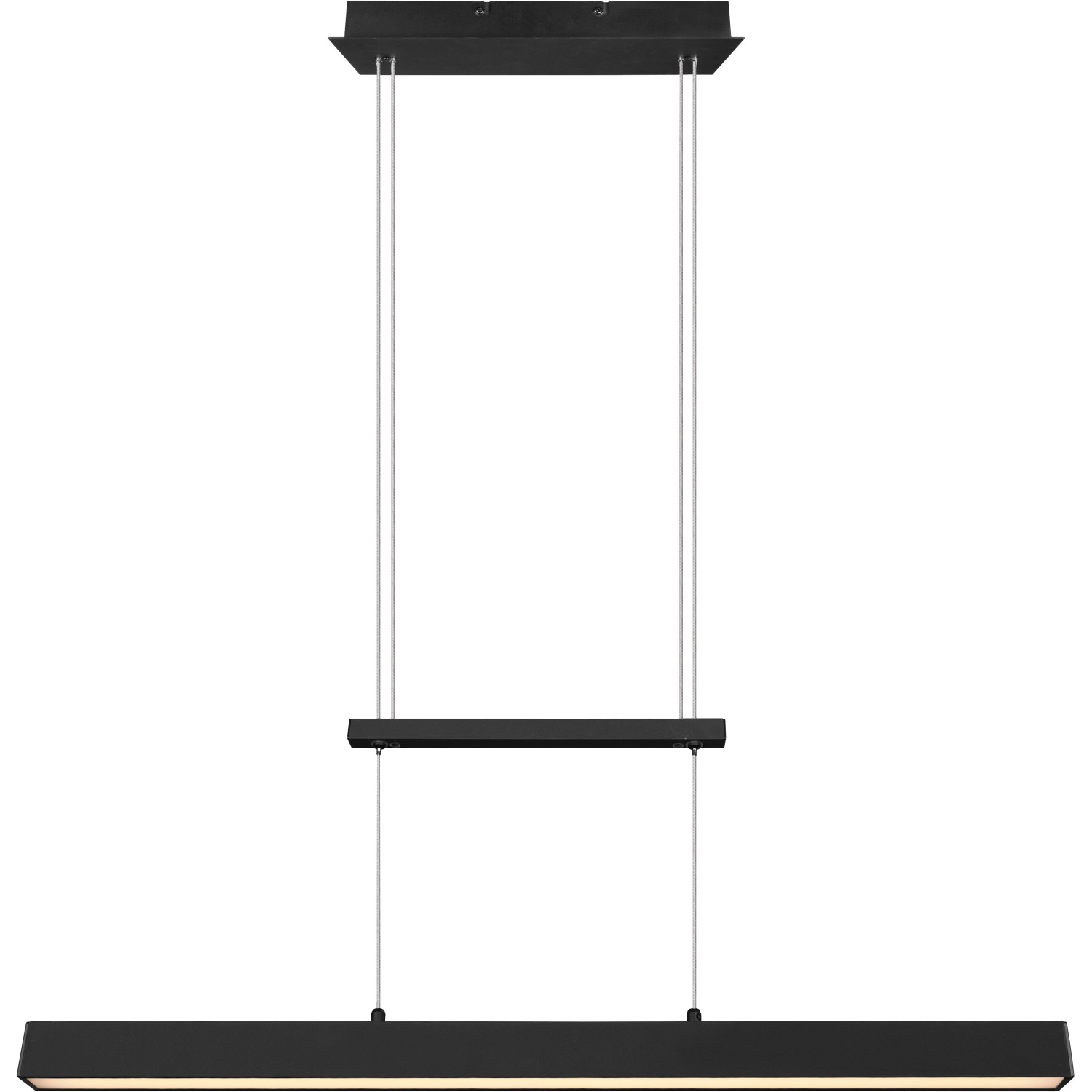 Moderne LED-Pendelleuchte Paros in Schwarz matt, dimmbar, für Wohn- und Esszimmer.