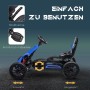 Blau-schwarzes HOMCOM Go Kart für Kinder mit Pedalantrieb, verstellbarem Sitz, Handbremse und Anti-Rutsch-Pedalen.