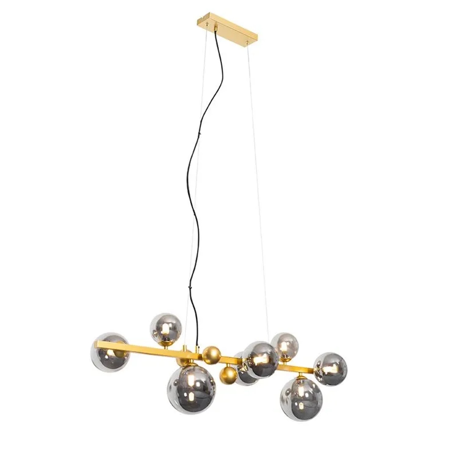 QAZQA Art Deco Hängelampe Gold mit Rauchglas 8 Lichter David