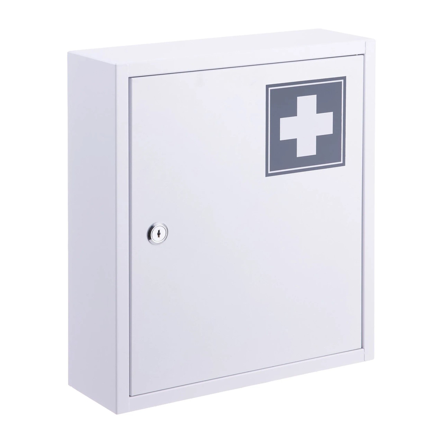 Relaxdays Medizinschrank Eisen Grau Abschließbar 36 cm x 31,5 cm x 10 cm