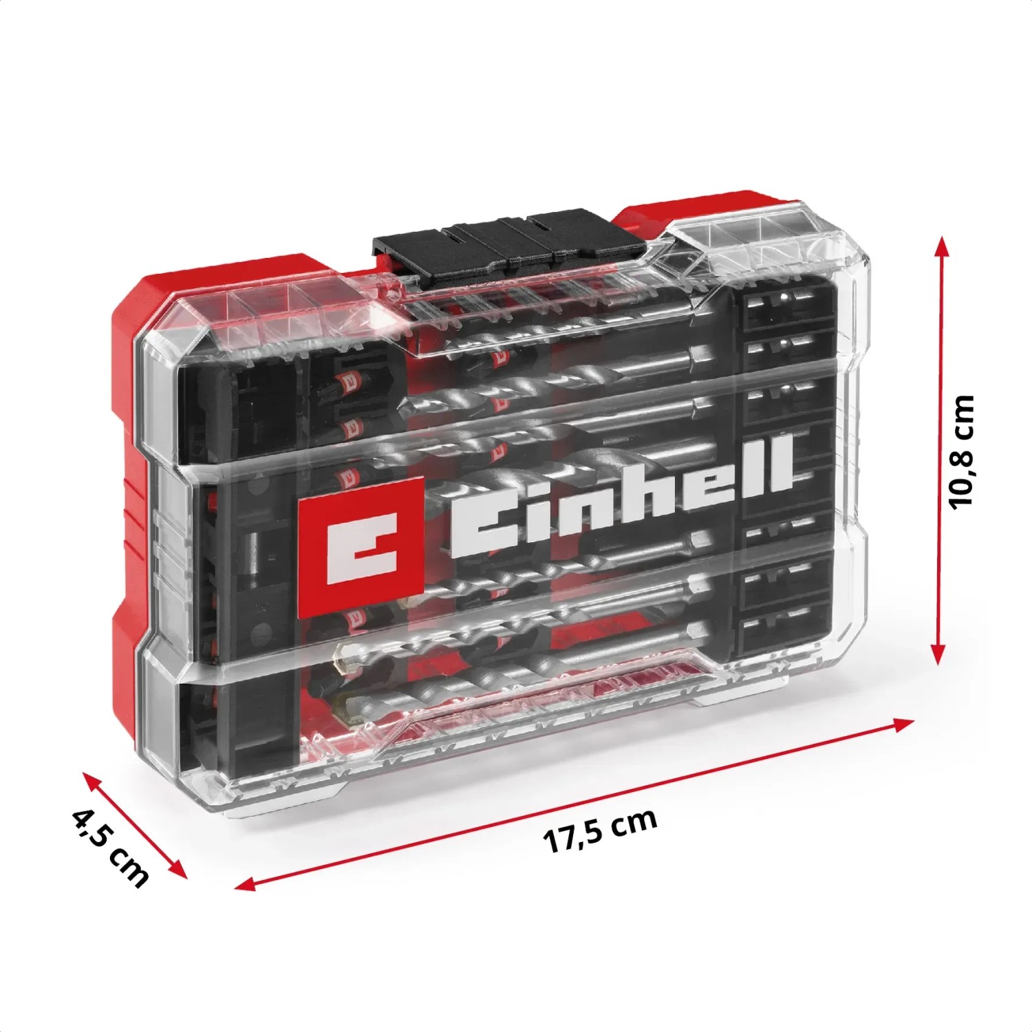 Einhell Zubehör-Set, 39-teilig, mit Bits, Bohrern und Steckschlüsseln in Aufbewahrungsbox.