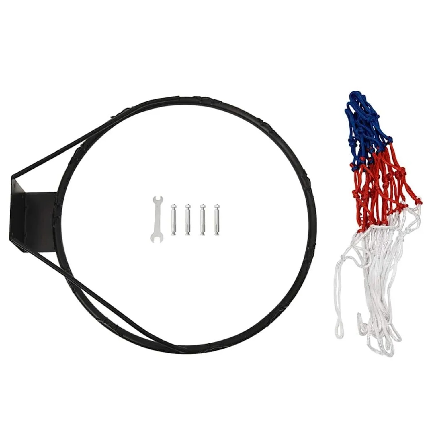 vidaXL Basketballring, schwarz, 45 cm Durchmesser, Stahl, mit Netz und Montagematerial.