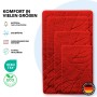 Rote Karat Badematten Maris mit Blattmuster, verschiedene Größen. Badvorleger und Badteppich Set.