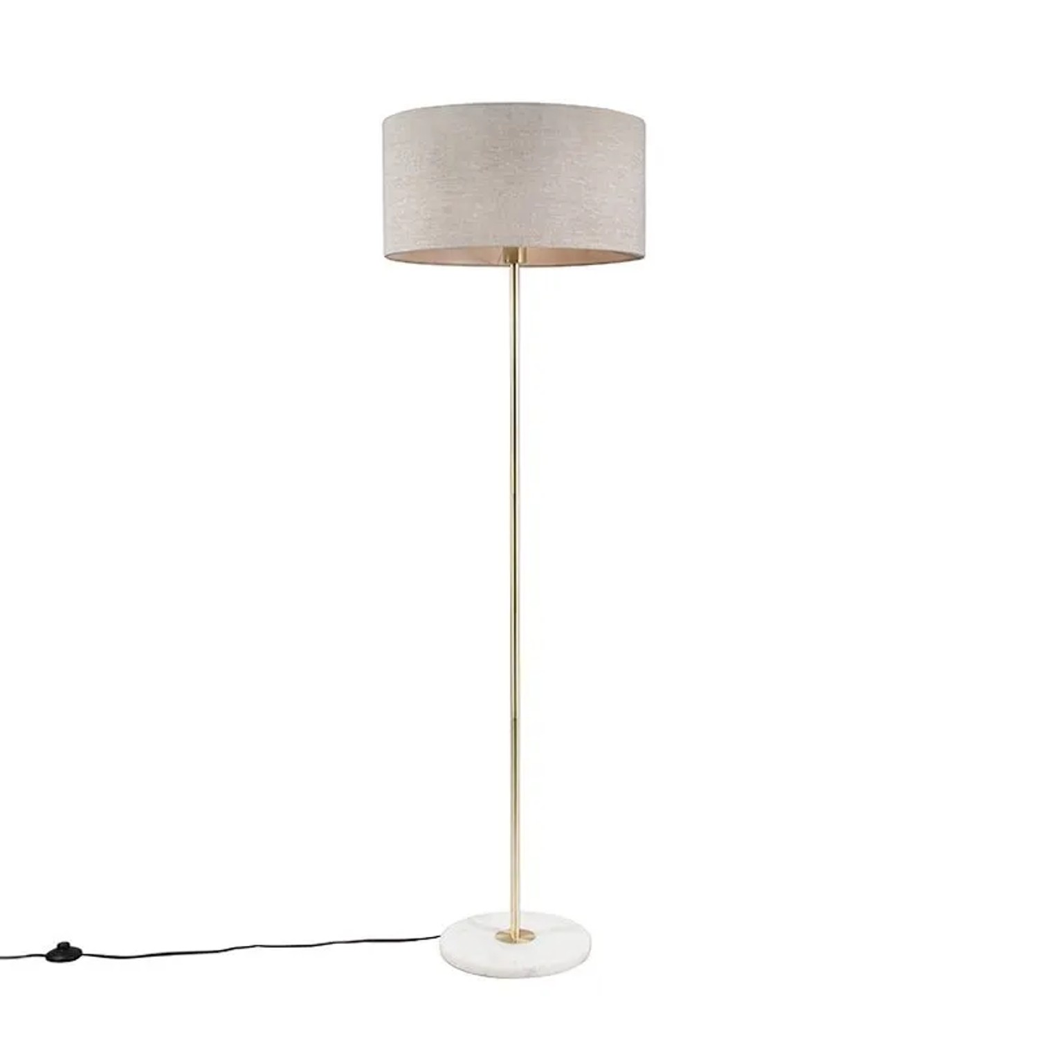 QAZQA Messing Stehlampe mit Grauem Schirm 50 cm Kaso