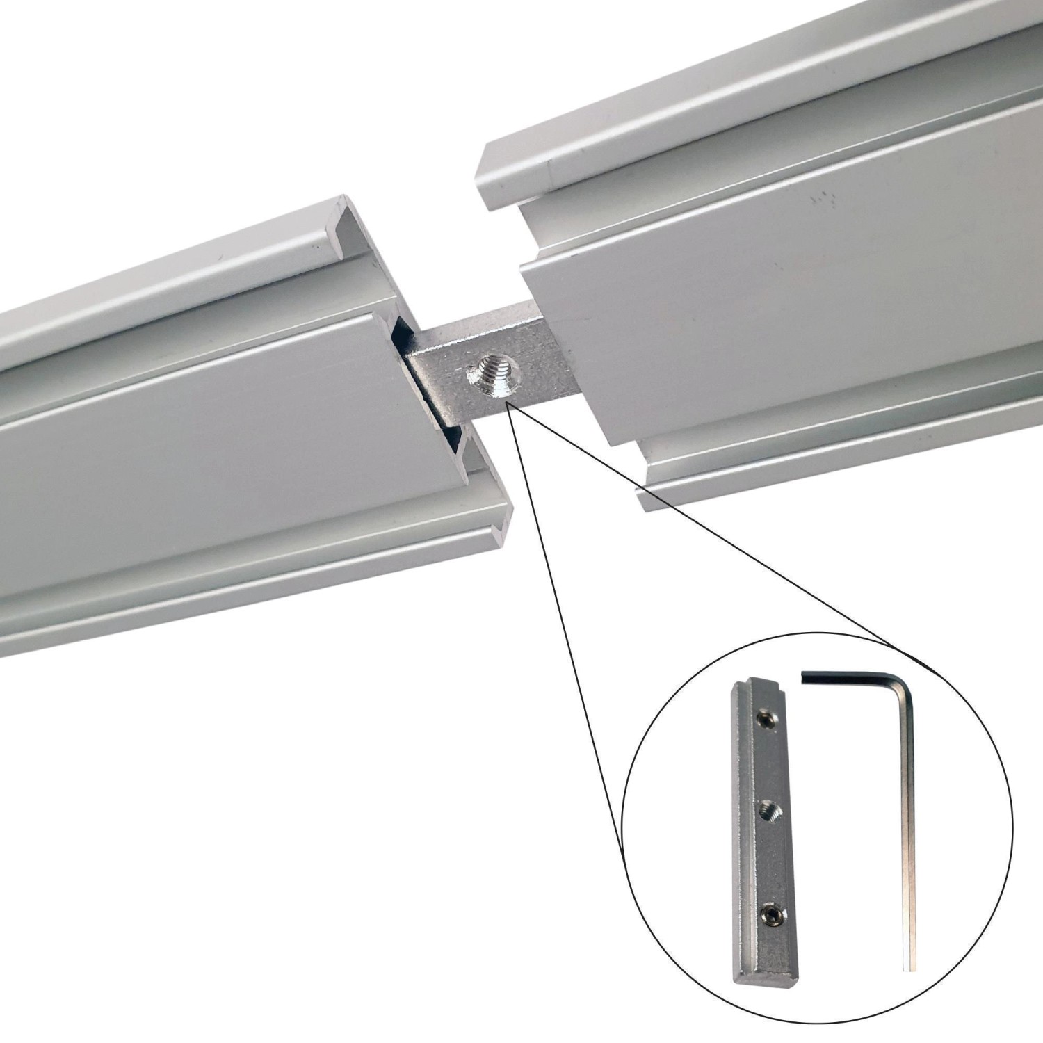 Bestlivings Gardinenschiene, 2-läufig, 210 cm, Aluminium silber, mit Verbinder und Inbusschlüssel.