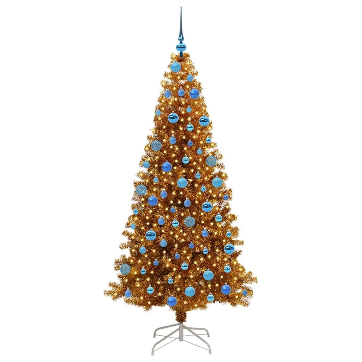 vidaXL Weihnachtsbaum mit 300 LEDs mit Ständer Gold 180 cm PET 3396632