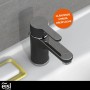 Eisl Waschtischarmatur Diziani in Schwarz-Chrom, moderne Badarmatur für Waschbecken.