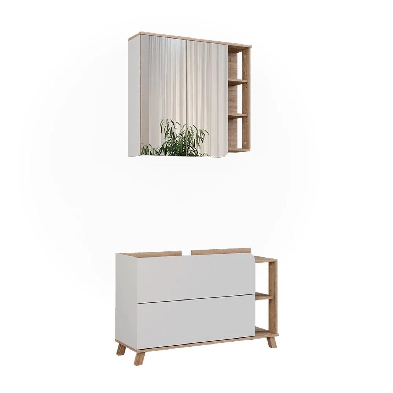Vicco Badmöbel-Set Karen Sonoma/Weiß 100 x 65 2-teilig