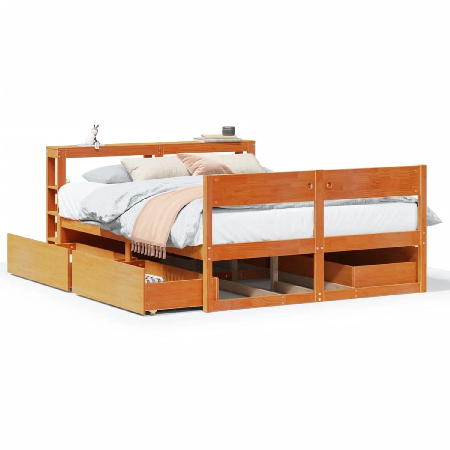 vidaXL Massivholzbett ohne Matratze Wachsbraun 140x190 cm Kiefernholz 33063 günstig online kaufen