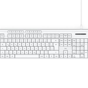 Weiße Hama USB-Tastatur CK-200 QWERTZ mit Kabel und Media-Tasten für Computer & Multimedia.