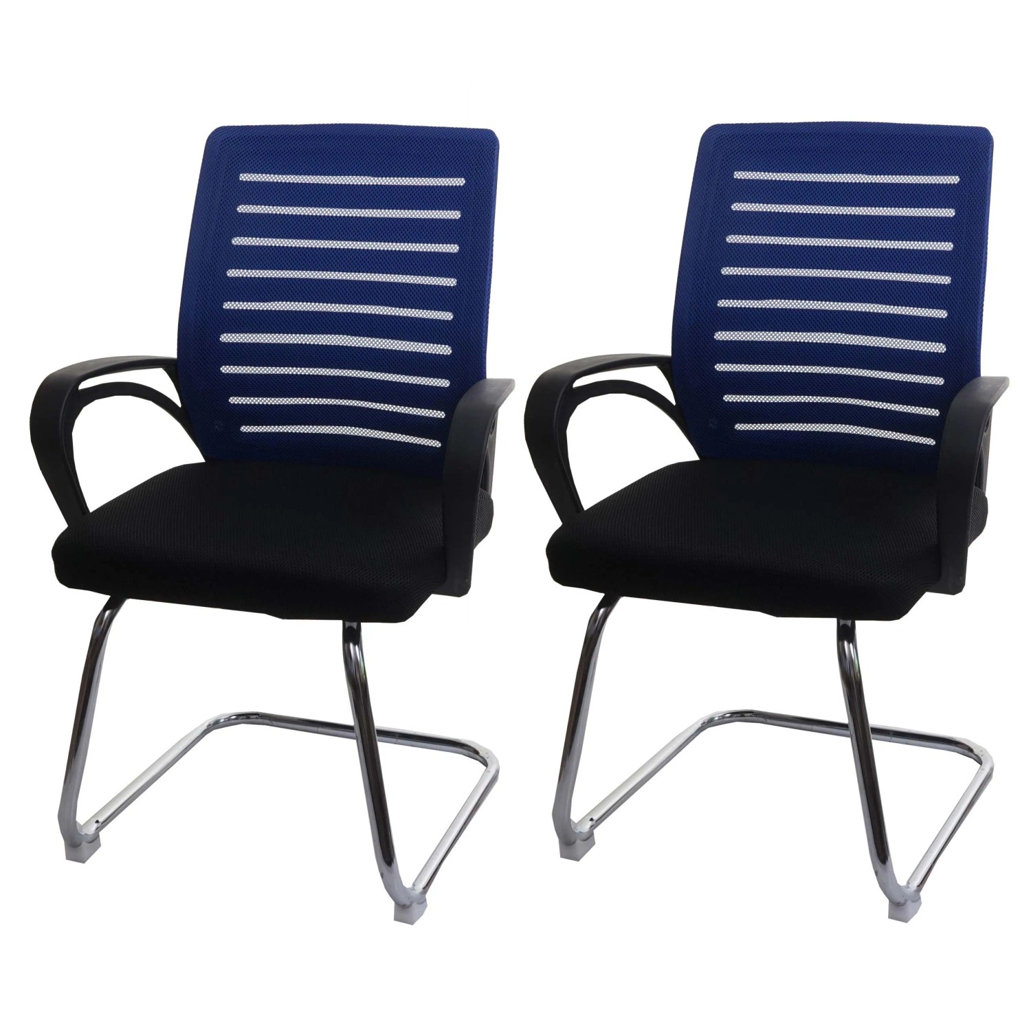 Mcw 2er-Set Konferenzstuhl K51 150kg Belastbar Stoff/Textil Blau