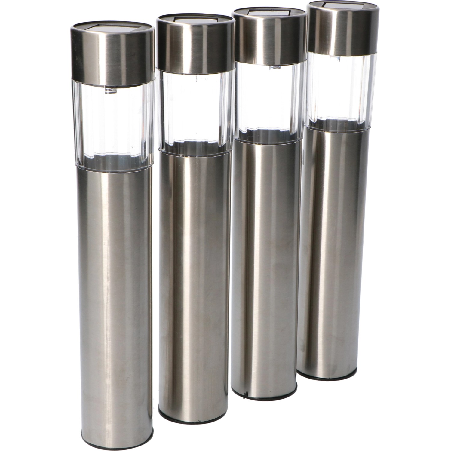 Solar-Wegeleuchte Sofia 1 lm 2700 K IP44 Sensor Rostfreier Stahl 4 Stk.