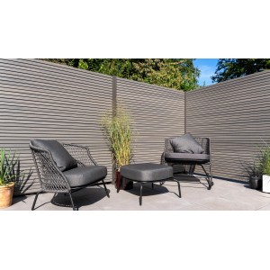 Musterstück: GartenLand WPC Zaun Shadowline Amethystgrau, Zaun-Muster in Grau.