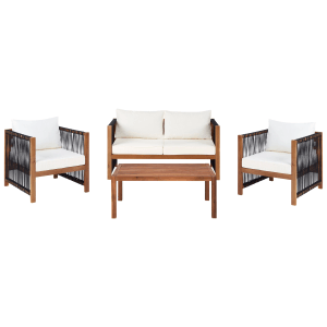 Beliani Lounge Set Heller Holzfarbton Schwarz