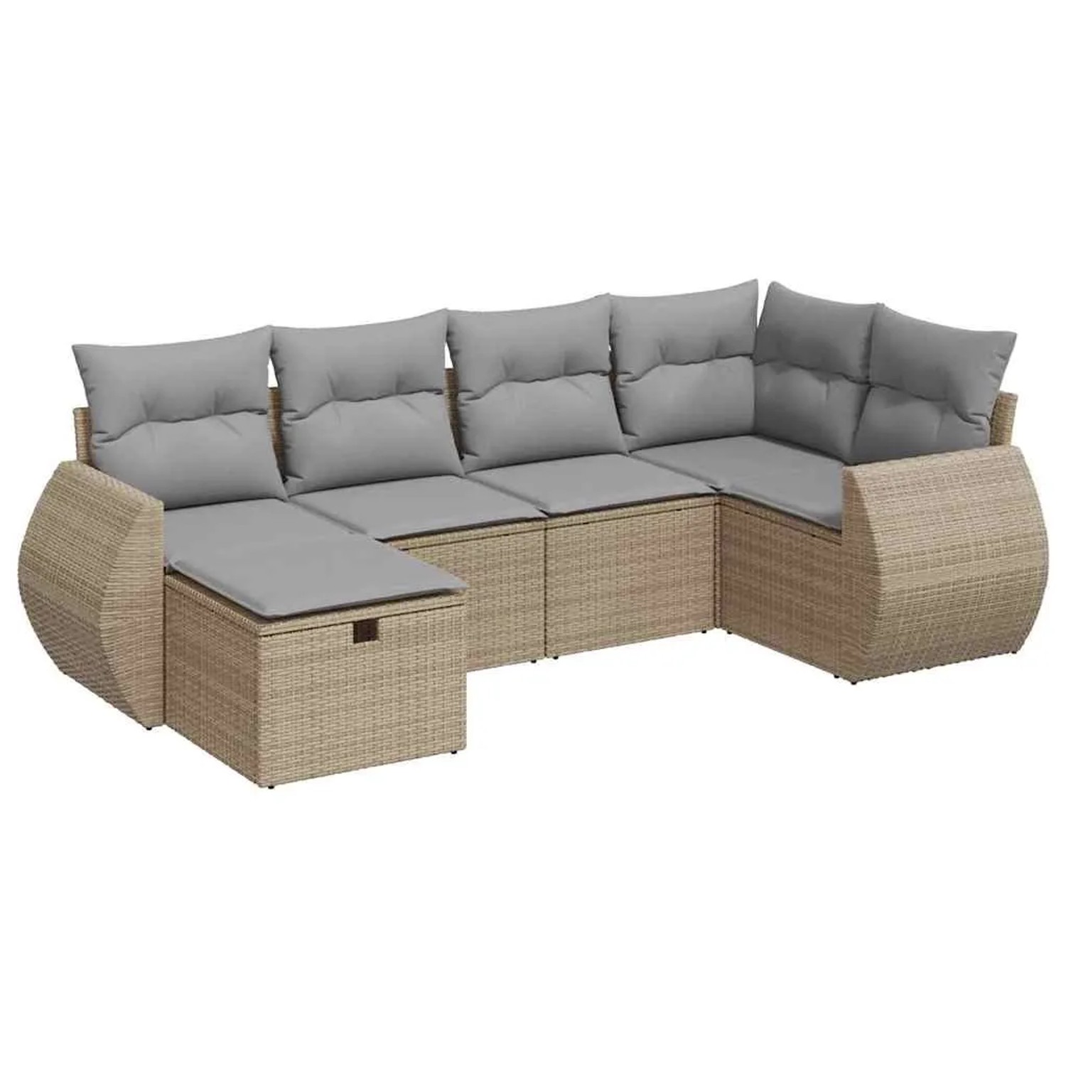 vidaXL 6-Tlg Garten-Sofagarnitur mit Kissen Beige Poly Rattan 3325585