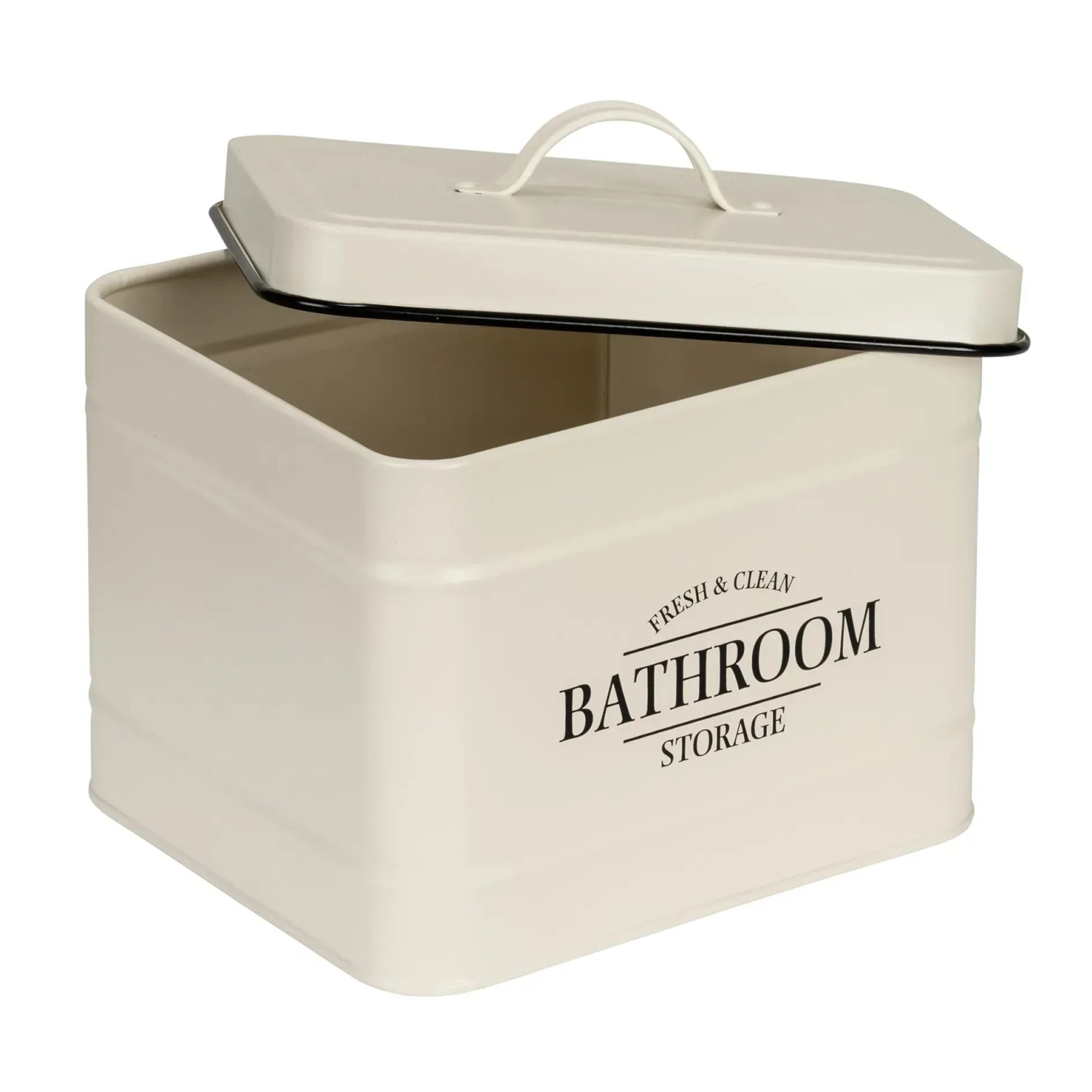 Beige Wenko Badbox Uri mit Deckel, Aufbewahrungsbox für Badutensilien im Vintage-Stil.