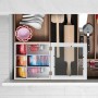 Weiße Bambus Teebox mit Acryl-Sichtfenster, 9 Fächern für Teebeutel und Kaffeepads, in offener Schublade.