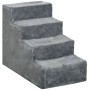 Graue PawHut Hundetreppe mit 4 Stufen für kleine Hunde und Katzen.
