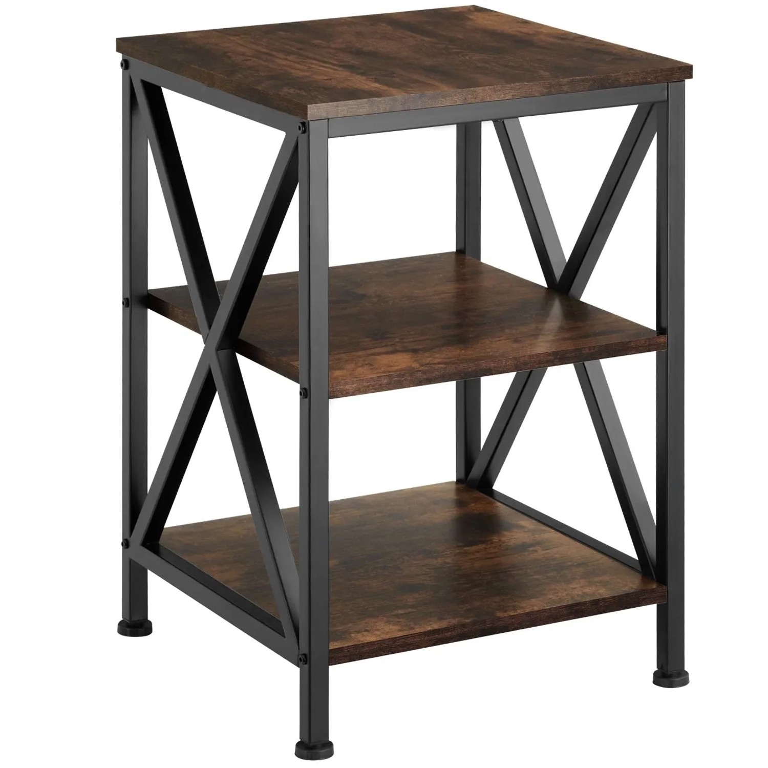 Tectake Beistelltisch Nottingham Industrial Style Holz und Stahl  40 50 x 40 50 x 60 50 cm Industrial Holz Dunkel  Rustikal
