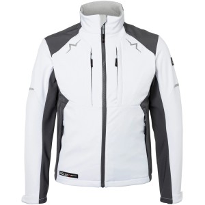Kübler Pulse Softshelljacke in Weiß/Anthrazit für Herren. Arbeitskleidung mit Reißverschlüssen.