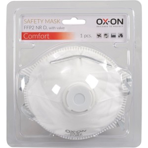 OX-ON FFP2 Maske mit Ventil, weiß, für Arbeiten in staubiger Umgebung. Atemschutzmaske für Heimwerker & Profis.