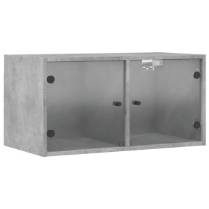 vidaXL Wandschrank, Betongrau, 68,5x37x35 cm, mit Glastüren für Büro oder Wohnraum.