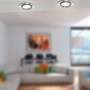 Zwei GU5.3 LED-Leuchtmittel von Eglo in silberner Fassung an einer Decke.