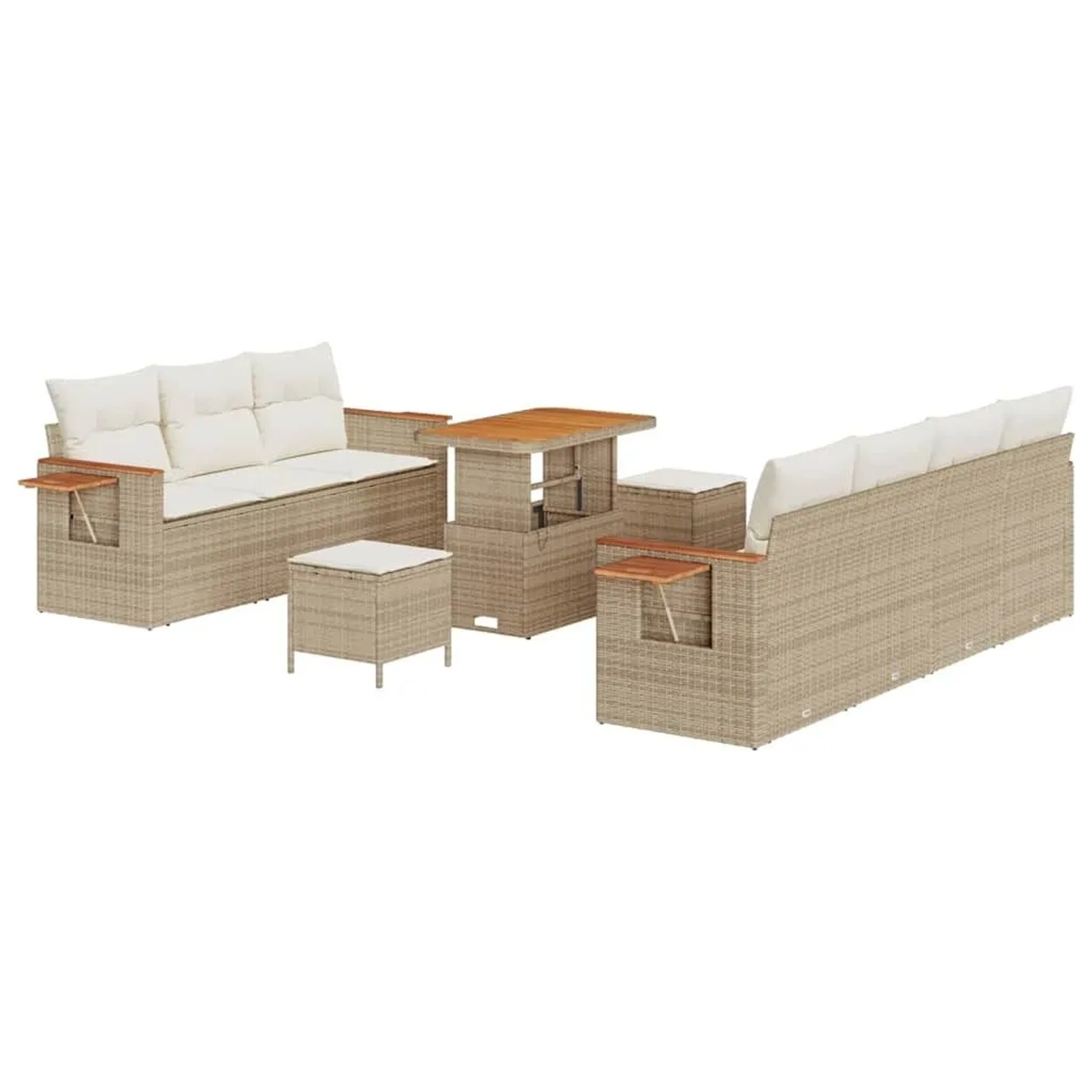 vidaXL Gartensofa-set mit Kissen 10-Tlg Beige und Creme 3363141