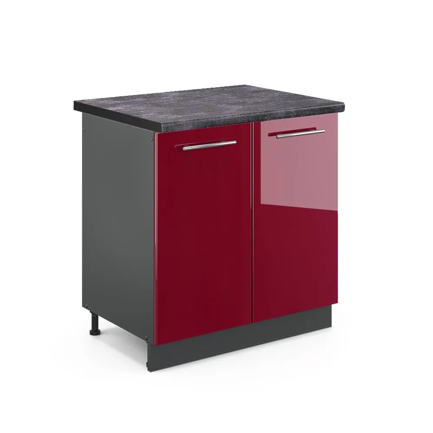 Vicco Spülenunterschrank Fame-Line Bordeaux Hochglanz Anthrazit 80 cm AP Anthrazit
