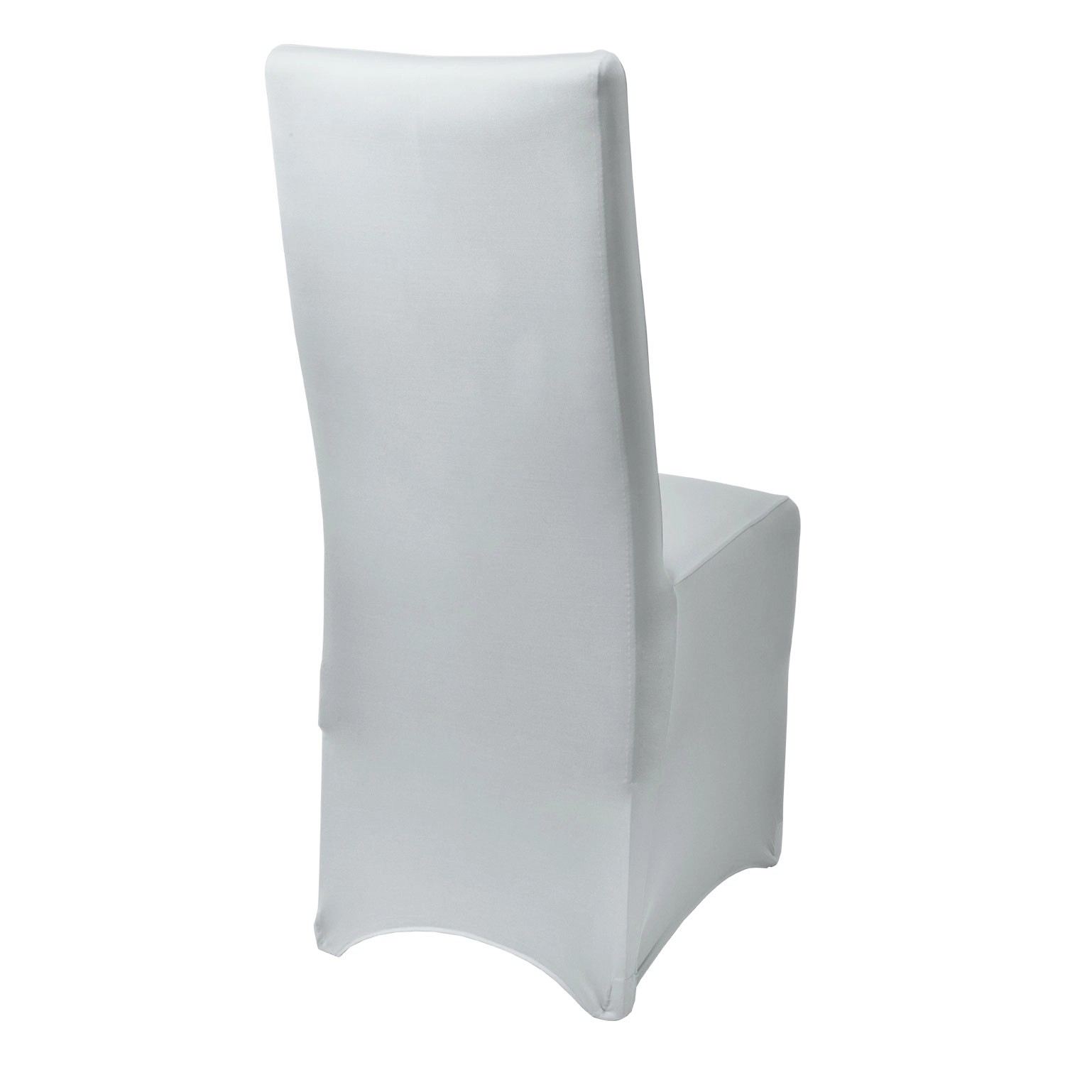 Weiße Beautissu Stuhlhusse Leona Stretch, passend für Bankett-Stühle, schützt vor Schmutz.
