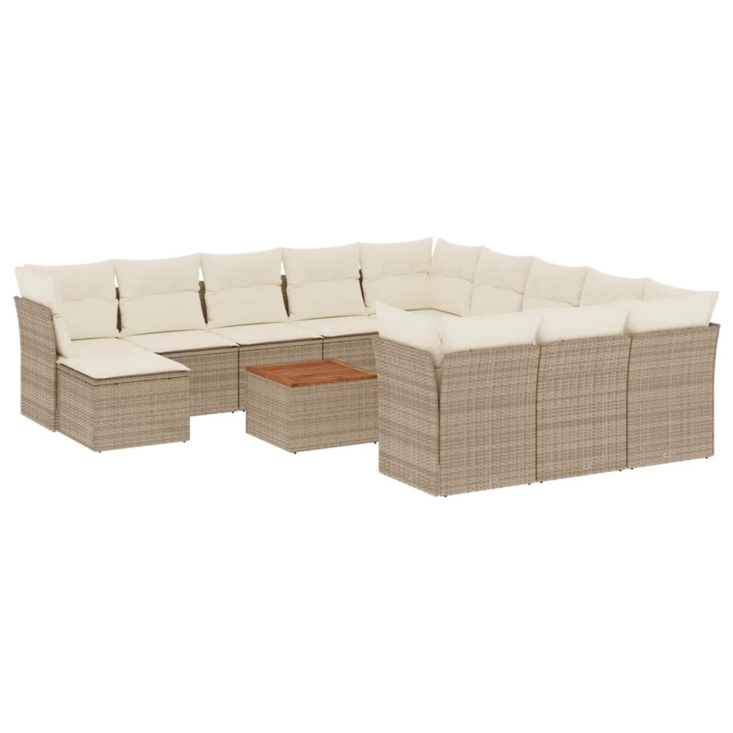 vidaXL 13-Tlg Garten-Sofagarnitur mit Kissen Beige Poly Rattan 3256317 günstig online kaufen