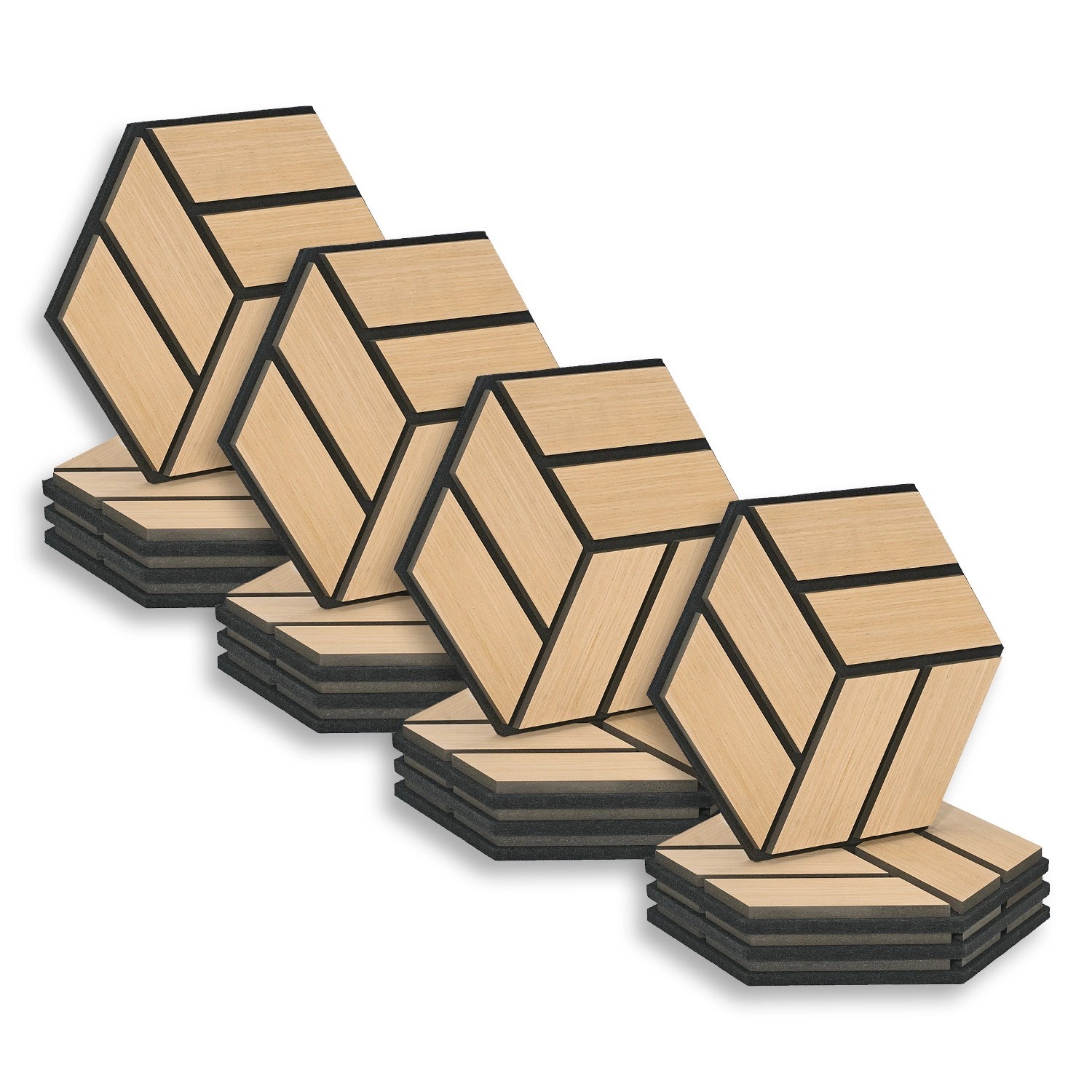 Homestyle4u Akustikpaneele 30 x 26 cm 16 Stück Natur Hexagon Wandpaneele Ho günstig online kaufen