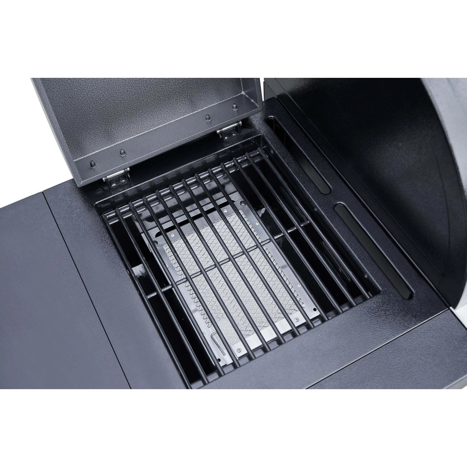 Detailaufnahme des El Fuego Kombigrill 3 in 1: Infrarotbrenner unter Gussrost im Gasgrill.