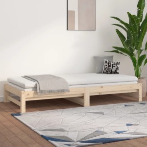 Ausziehbares vidaXL Tagesbett aus Kiefernholz, 2x(90x200) cm, mit Lattenrost. Ideal als Bett oder Sofa.