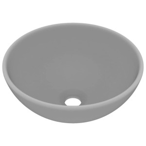 vidaXL Luxus-Waschbecken Rund Matt Hellgrau 32,5x14 cm Keramik 146971
