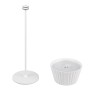 Weiße Reality LED-Tischleuchte Suarez mit Ladestation, dimmbar, Ø 13,5 cm.