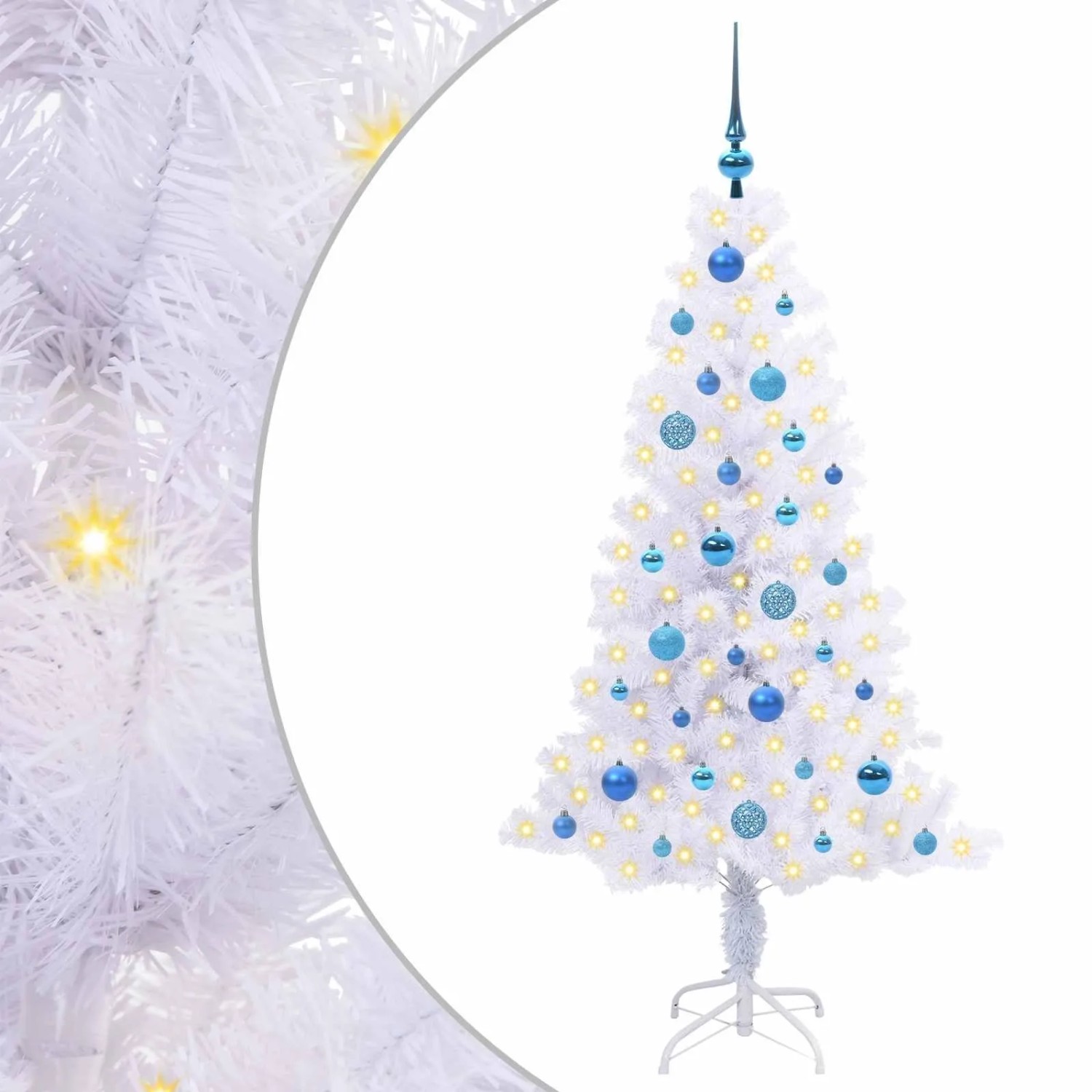 vidaXL Künstlicher Weihnachtsbaum Weiß 150 cm PVC und Stahl 3426655