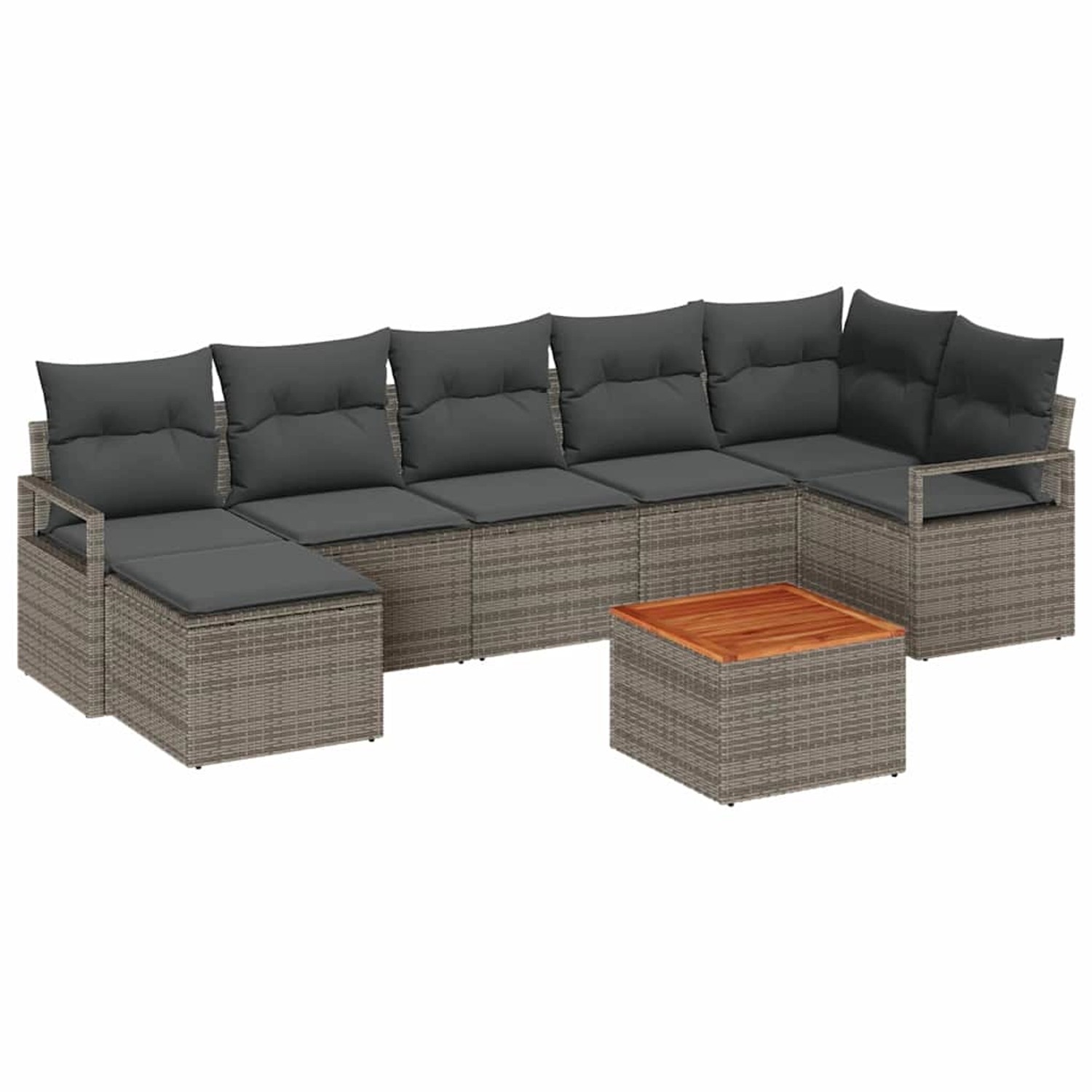vidaXL Garten-Sofa-Set mit Kissen 8-Tlg Grau Poly Rattan 3347734 günstig online kaufen