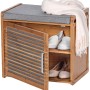Wenko Schuhschrank Bahari aus Bambus mit Sitzfläche und Schuhablage, braun/grau.