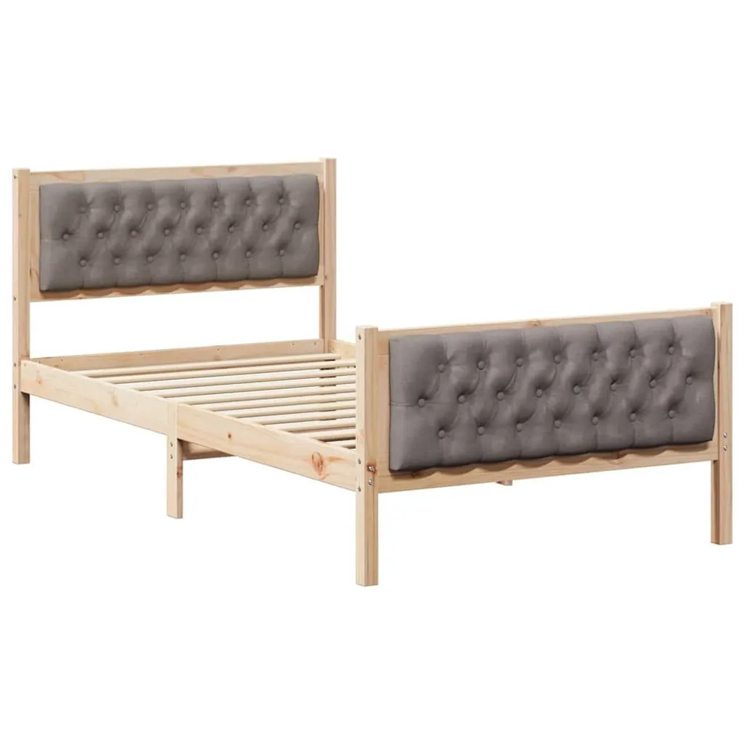 vidaXL Bettrahmen mit Kopfteil Taupe 100 x 200 cm Massives Kiefernholz 878422