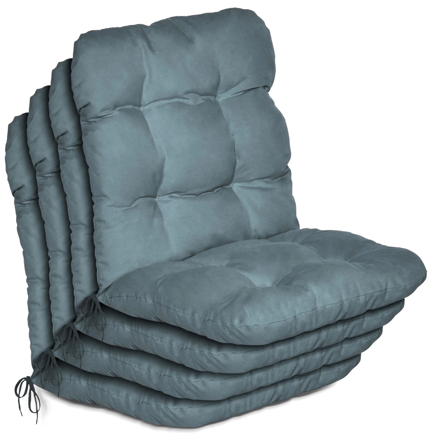Beautissu 4er Set Niedriglehner Auflagen Set Flair NL 100x50x8cm Taubenblau