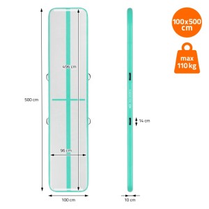 ECD Germany Aufblasbare Gymnastikmatte Airtrack 500x100x10cm Mint-Grün