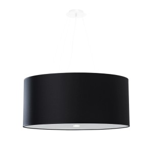 Schwarzer Sollux Lighting Kronleuchter Otto 60. Stoffschirm, minimalistisches Design für Lampen & Leuchten.