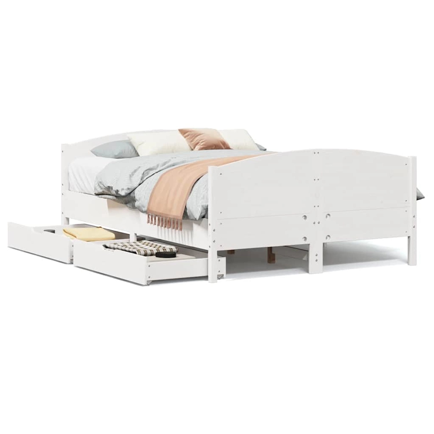 vidaXL Massivholzbett ohne Matratze Weiß 135x190 cm Kiefernholz 3301798 günstig online kaufen
