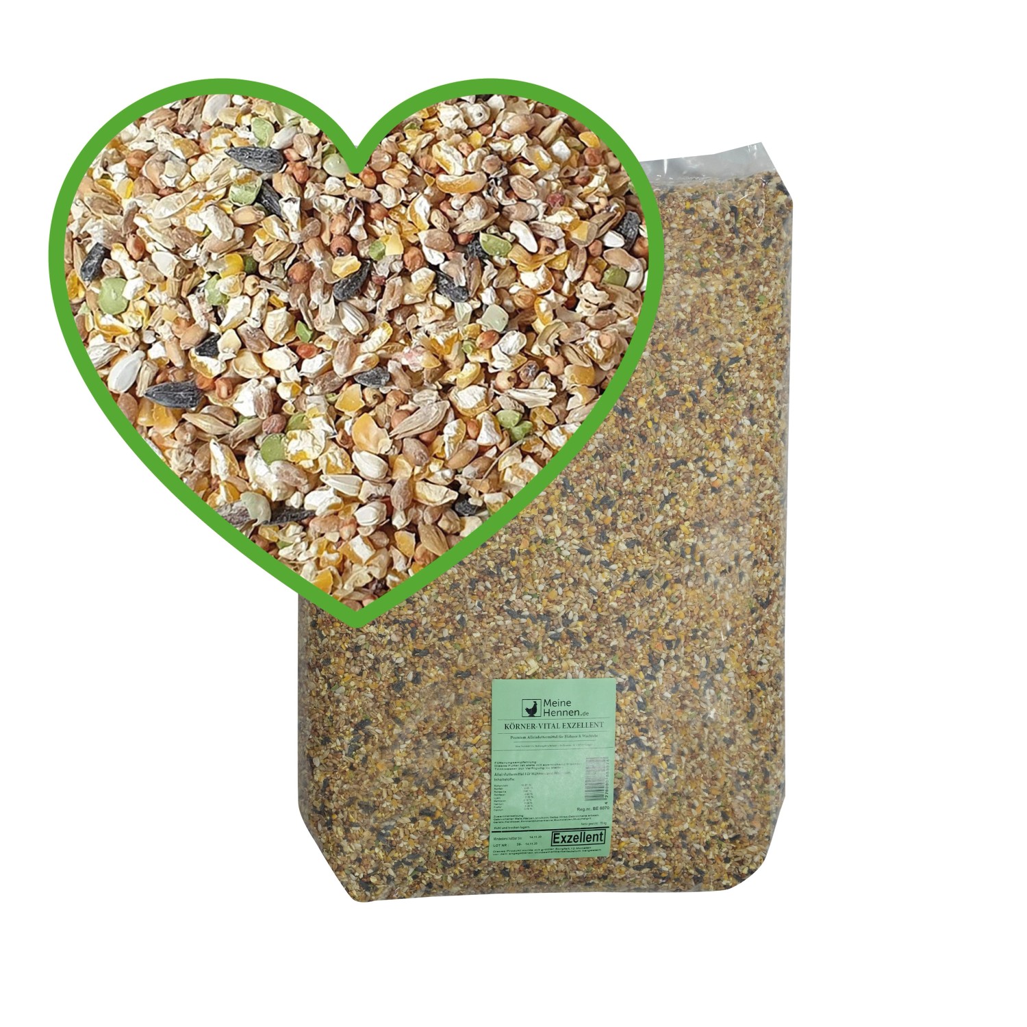 MeineHennen KÖRNER VITAL 30 Kg PREMIUM Hühnerfutter Wachtelfutter mit Muschelschalen Alleinfuttermittel