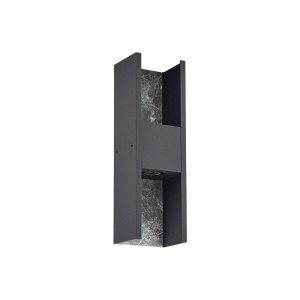 Moderne, schwarze Lucande LED Außenwandleuchte Lavrin aus Aluminium mit Marmor-Optik.