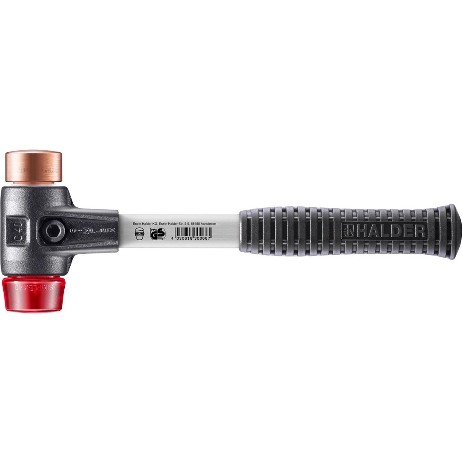 Halder Simplex Schonhammer Ø 40 mm Kupfer   Plastik Rot mit Verstärktem Tem günstig online kaufen