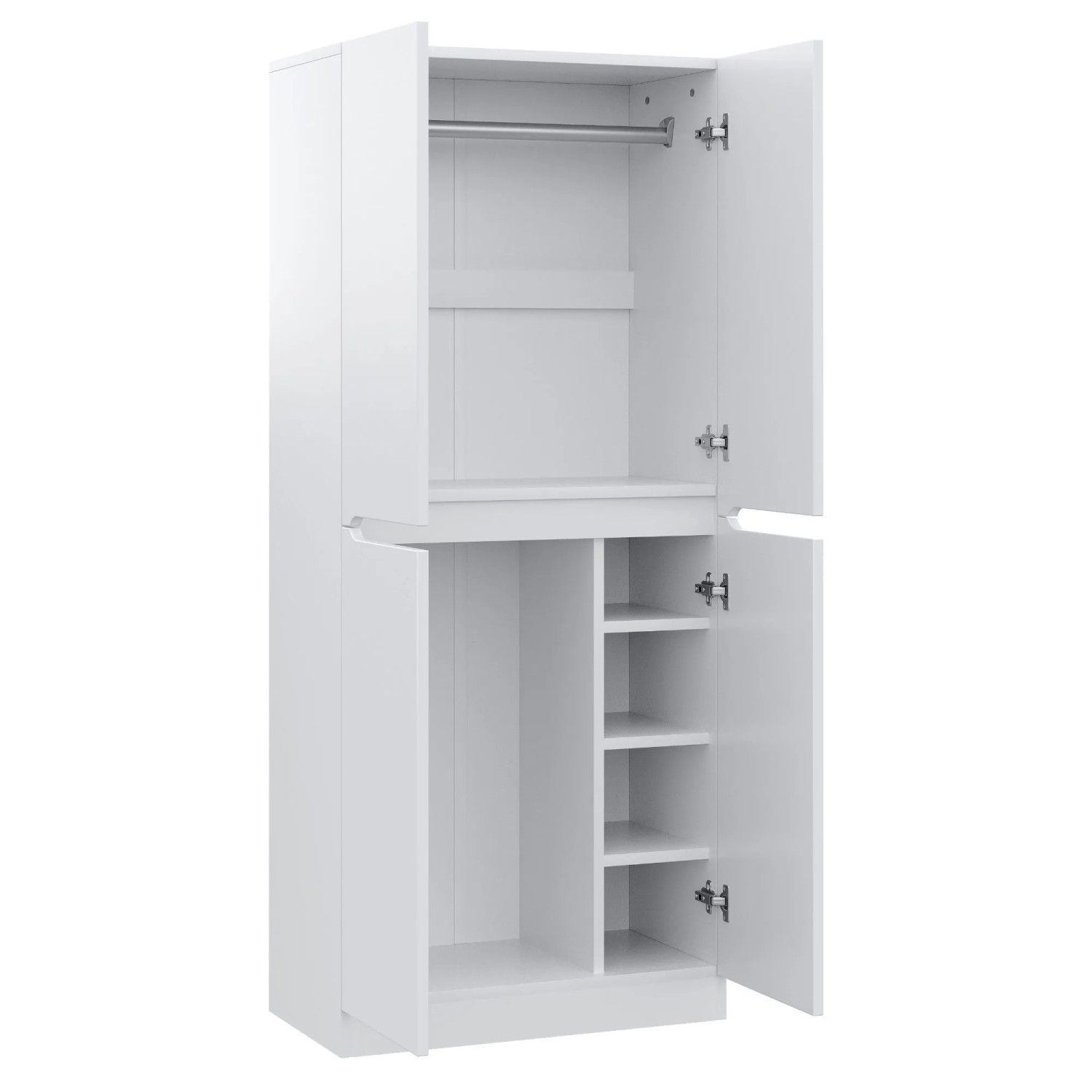 okwish Kleiderschrank mit Doppeltüren Staufach Schlafzimmer 70x170x40cm Weiß