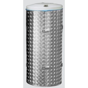PROREGAL Kompakter Abfallsammler Mit Türe 120 Liter HxBxT 99 x 43,5 x 43,5 cm Edelstahl Alu Duett Blech Deckel Grau